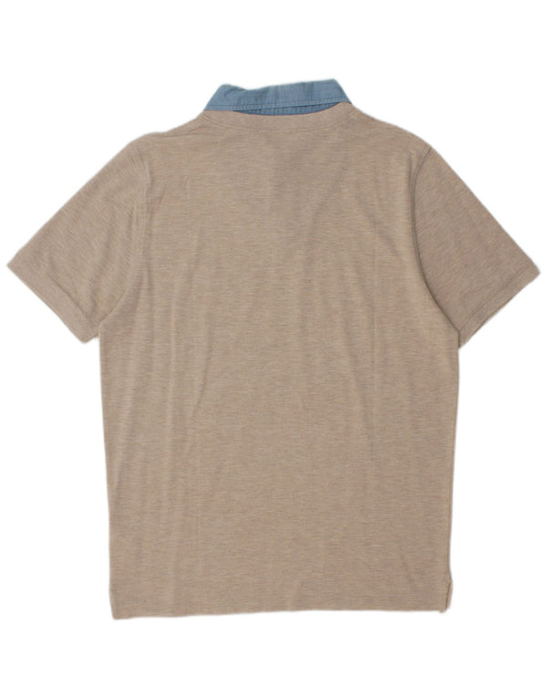 Alpha Massimo Rebecchi Mens Rugby Polo Shirt IT 52 Large Beige Colourblock