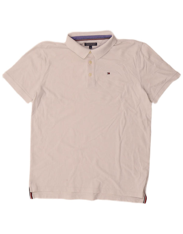 TOMMY HILFIGER Boys Polo Shirt 15-16 Years White Cotton