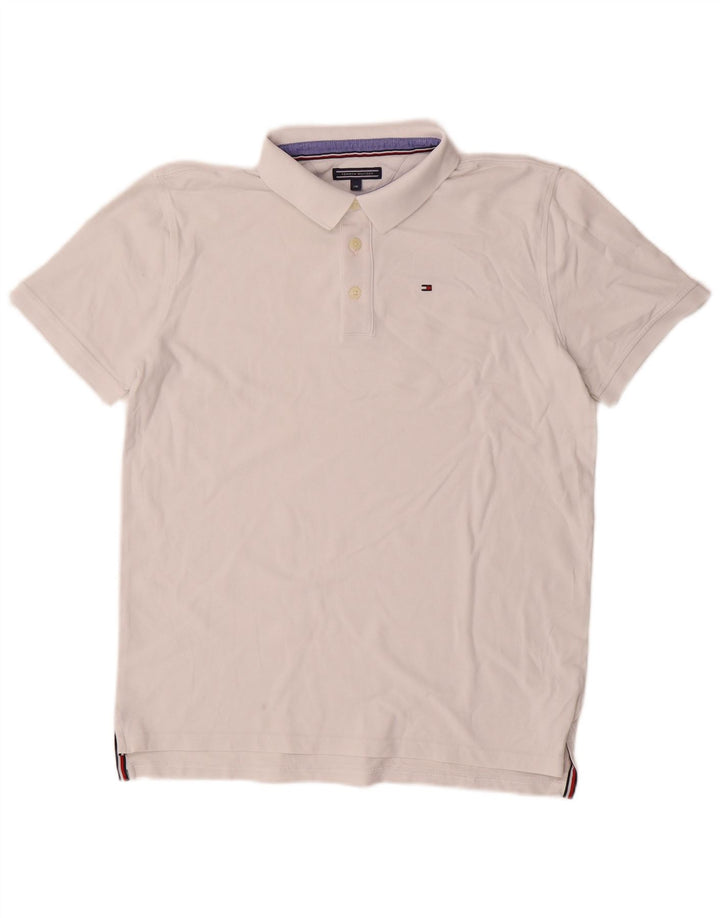 TOMMY HILFIGER Boys Polo Shirt 15-16 Years White Cotton