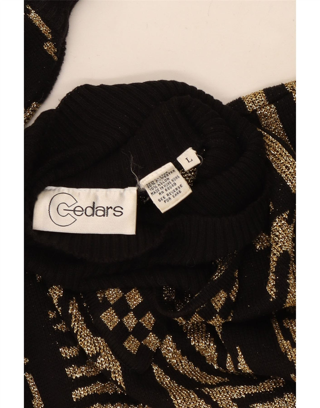 CEDARS Womens Oversized Roll Neck Jumper Sweater UK 16 Large Black Paisley
