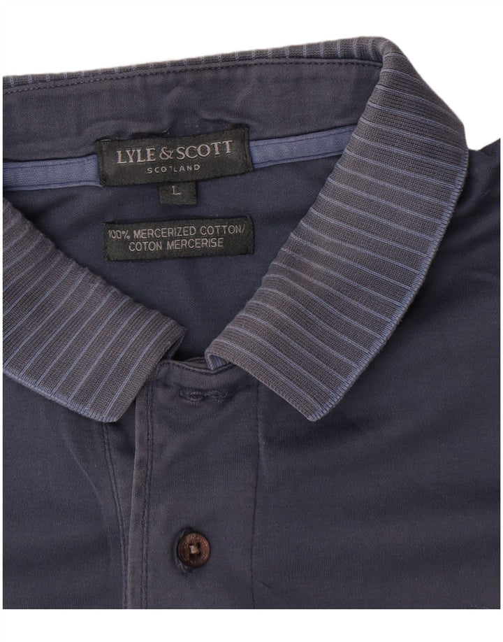 Lyle & Scott Mens Polo Shirt Large Navy Blue Cotton