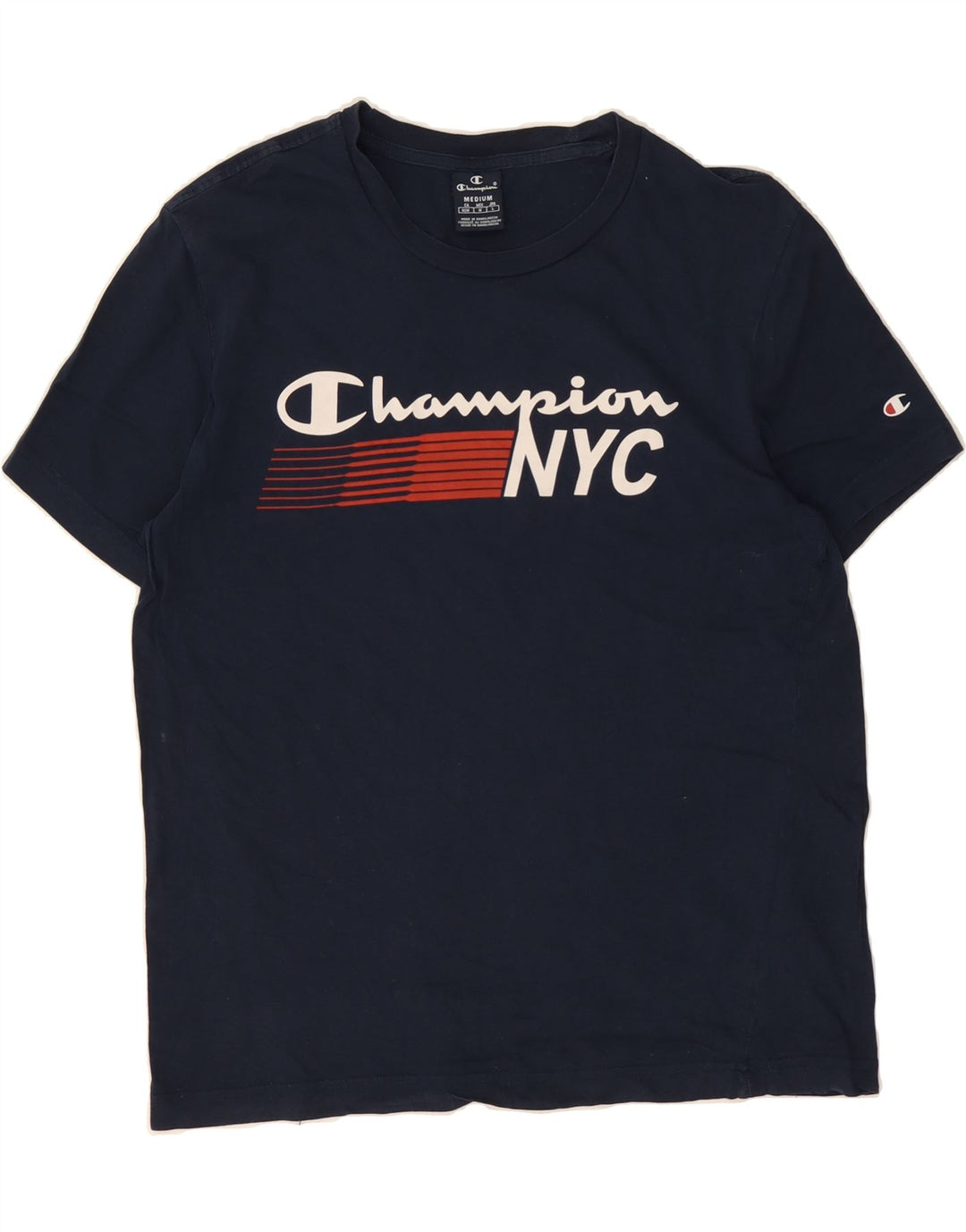 CHAMPION Mens Graphic T-Shirt Top Medium Navy Blue Cotton Vintage Champion and Second-Hand Champion from Messina Hembry 