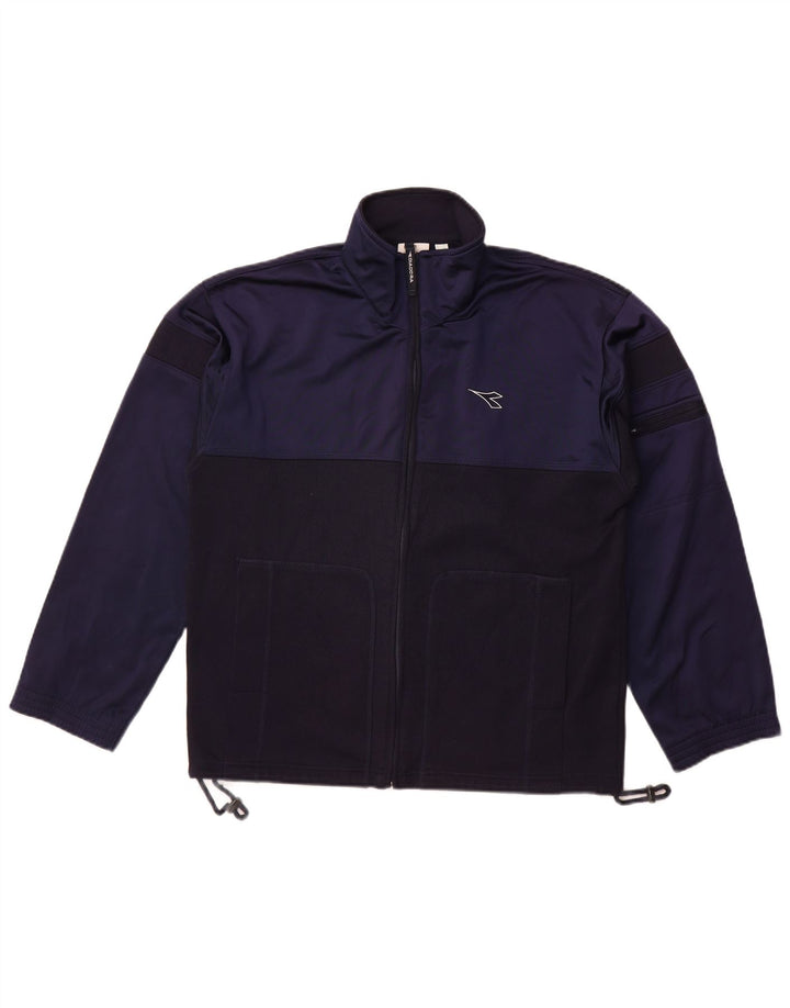 Diadora Mens Tracksuit Top Jacket UK 38 Medium Navy Blue Colourblock