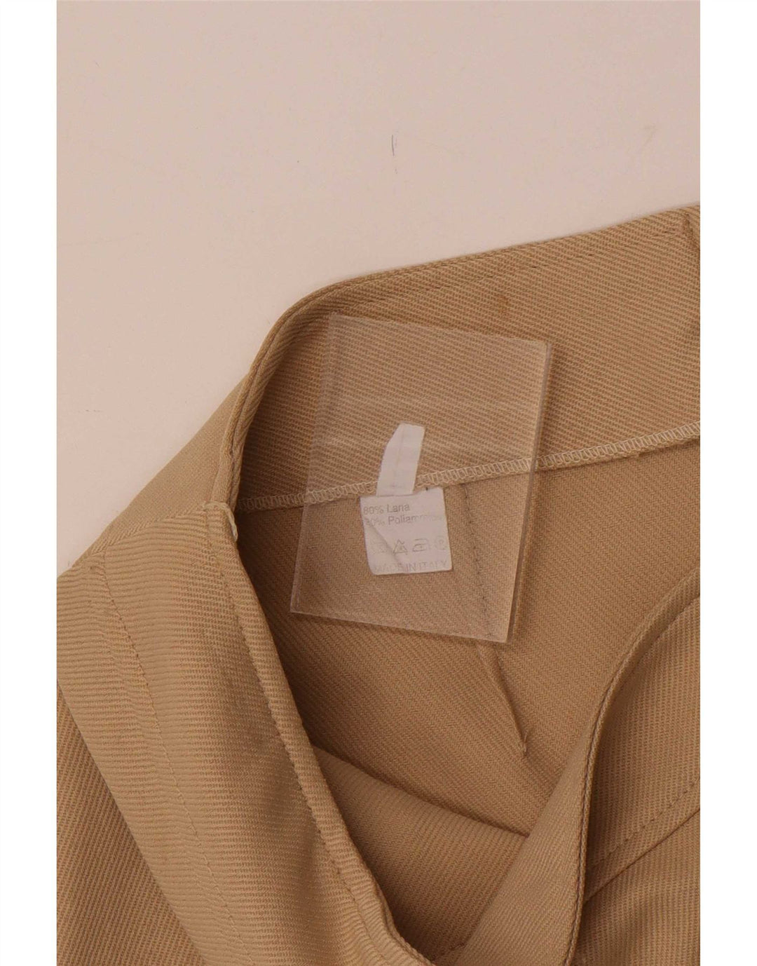 Vintage Womens Mini Skirt Large W30 Beige Wool