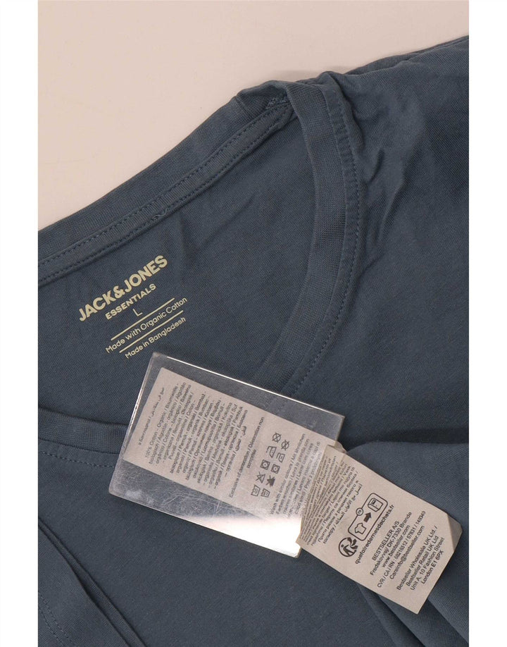 Jack & Jones Mens T-Shirt Top Large Blue Cotton