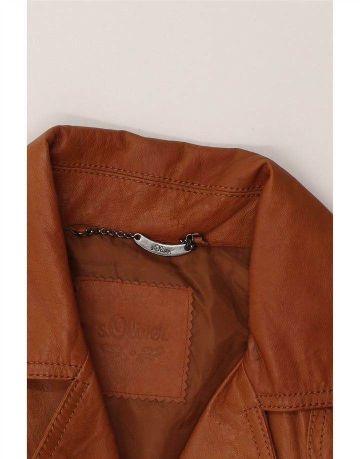 S.OLIVER Womens Leather Jacket UK 12 Medium Brown Leather Vintage S.Oliver and Second-Hand S.Oliver from Messina Hembry 
