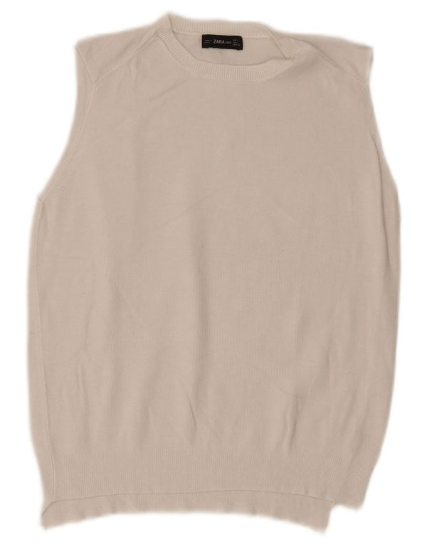 Zara Womens Crop Vest Tank Top UK 14 Large White