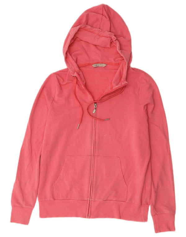 Marks & Spencer Womens Zip Hoodie Sweater UK 12 Medium Pink Cotton