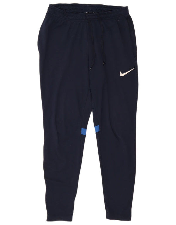 NIKE Mens Dri Fit Tracksuit Trousers Medium  Navy Blue Colourblock