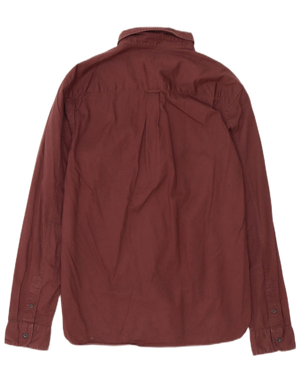 All Saints Mens Shirt Medium Burgundy Cotton