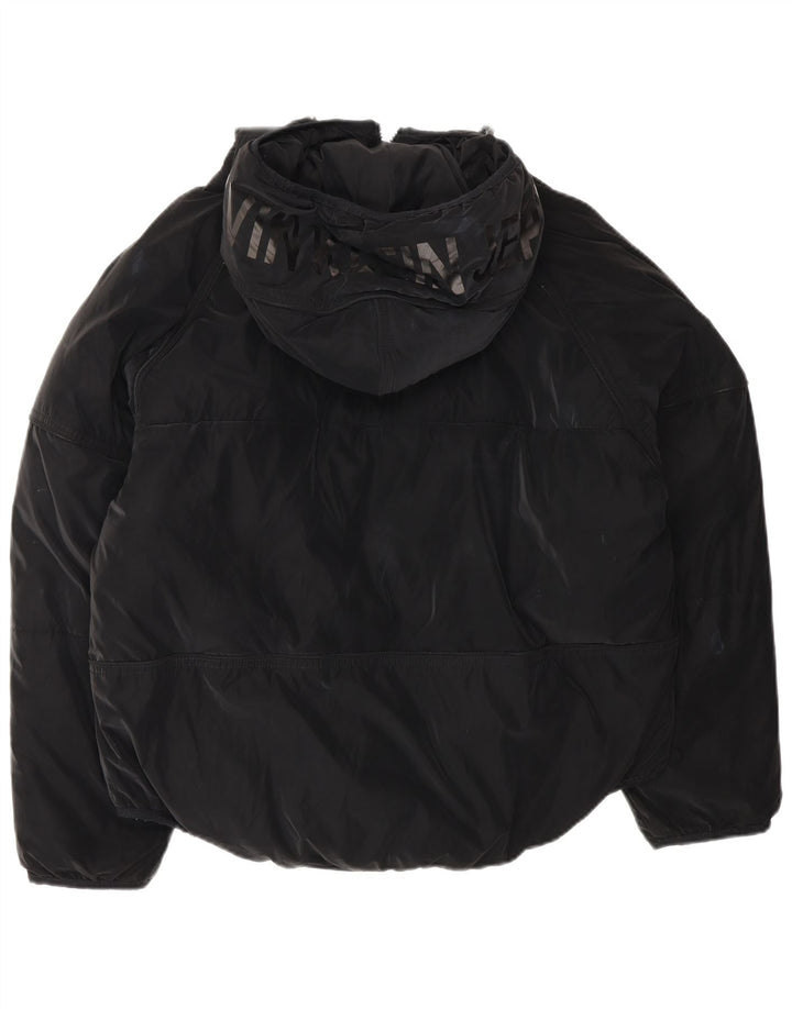 Calvin Klein Jeans Womens Oversized Graphic Padded Jacket UK 10 Small Black