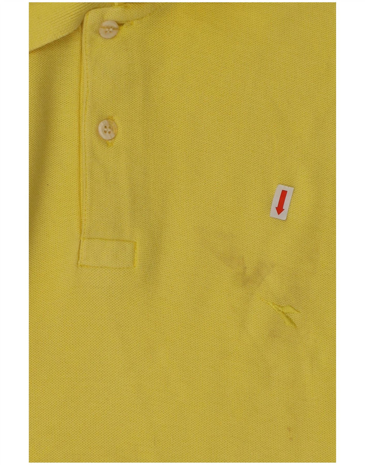 DIADORA Mens Polo Shirt IT 52 Large Yellow Cotton