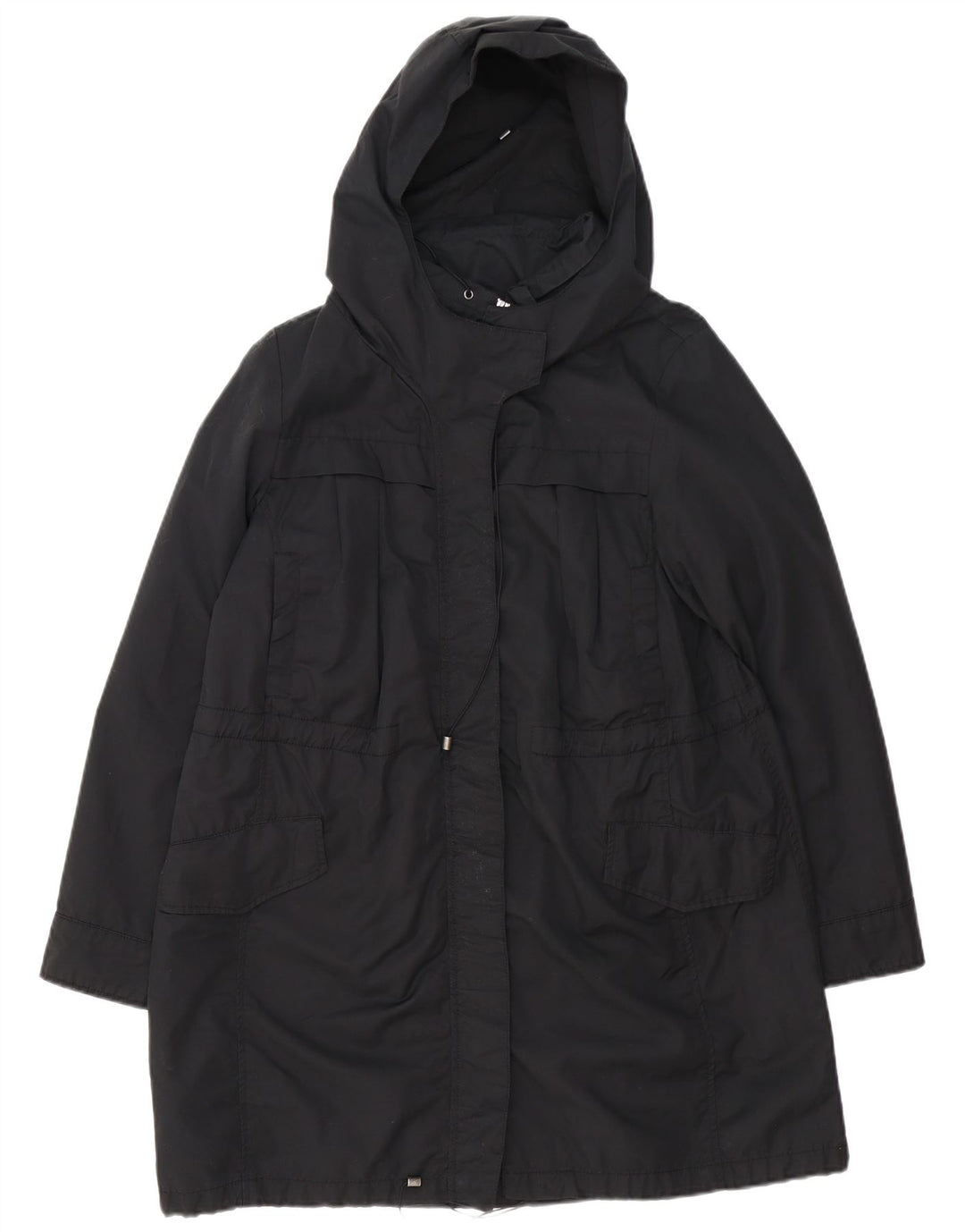 MAX & CO. Womens Oversized Hooded Parka Jacket UK 8 Small  Black Cotton