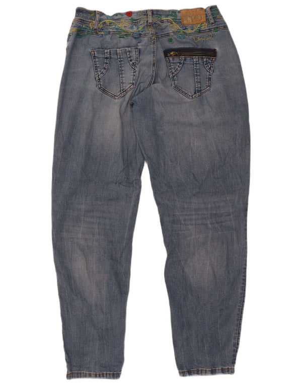 Desigual Womens Tapered Jeans W34 L31 Blue Floral
