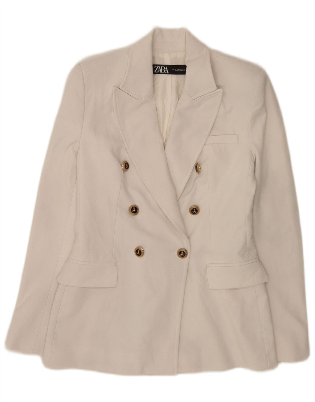 Zara Womens Double Breasted Blazer Jacket UK 6 XS White Polyester