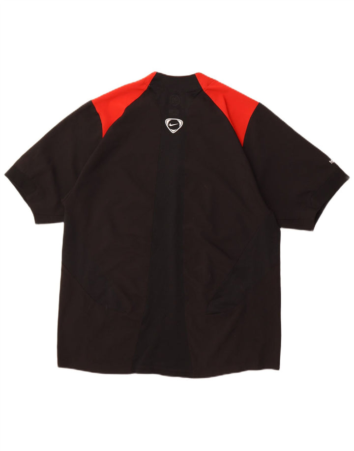 NIKE Mens Dri Fit T-Shirt Top UK 42/44 Large Black Colourblock Polyester
