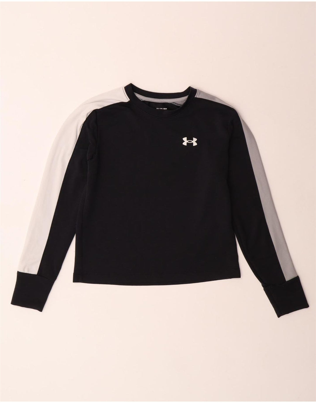 UNDER ARMOUR Womens Loose Fit Top Long Sleeve UK 6 XS Black Colourblock