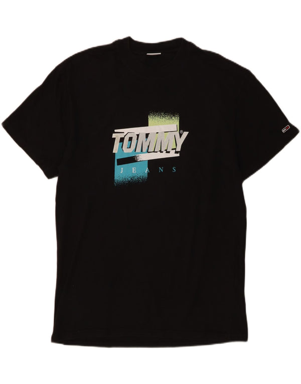 Tommy Hilfiger Mens Graphic T-Shirt Top Medium Black Cotton