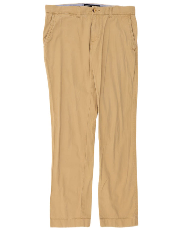 Tommy Hilfiger Mens Straight Chino Trousers W32 L32 Beige Cotton