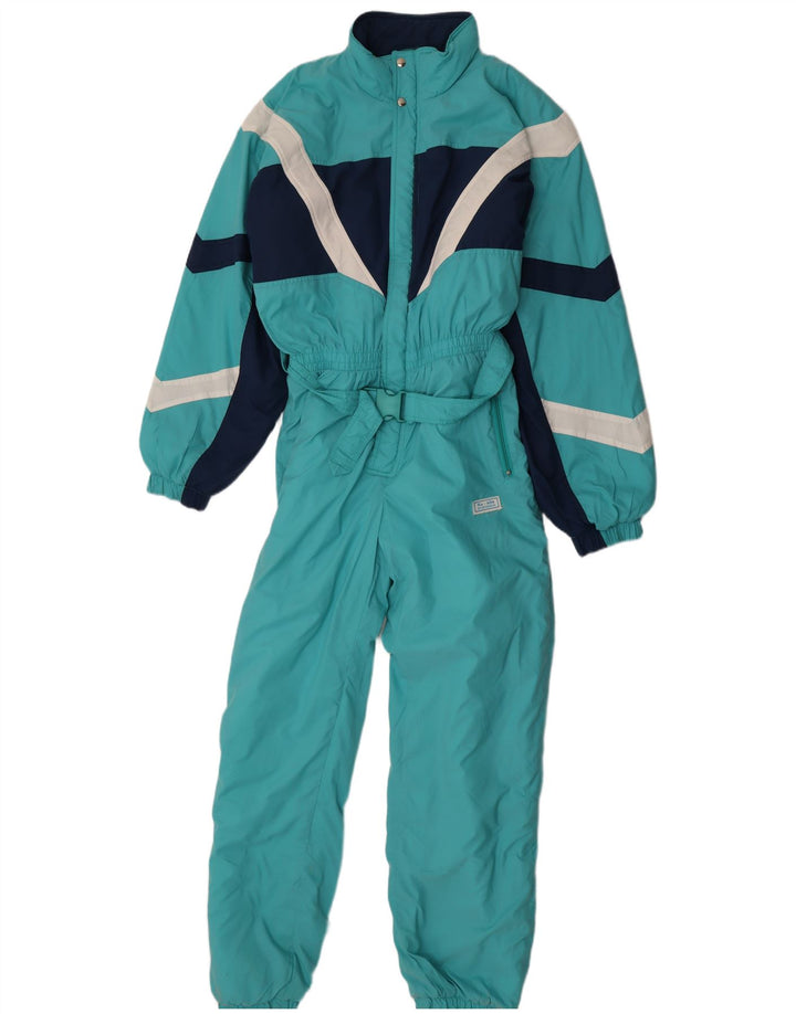 Vintage Mens Loose Fit Ski Jumpsuit IT 46 Small  Blue Colourblock Polyamide