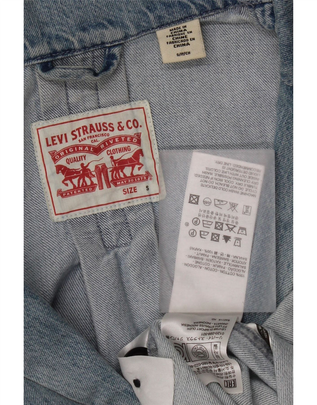 Levi's Womens Distressed Oversized Denim Coat UK 10 Small Blue Cotton