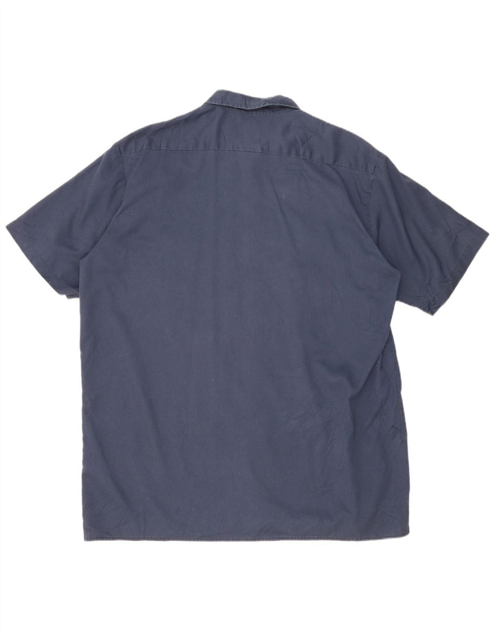 DICKIES Mens Tall Short Sleeve Shirt 2XL Navy Blue Polyester