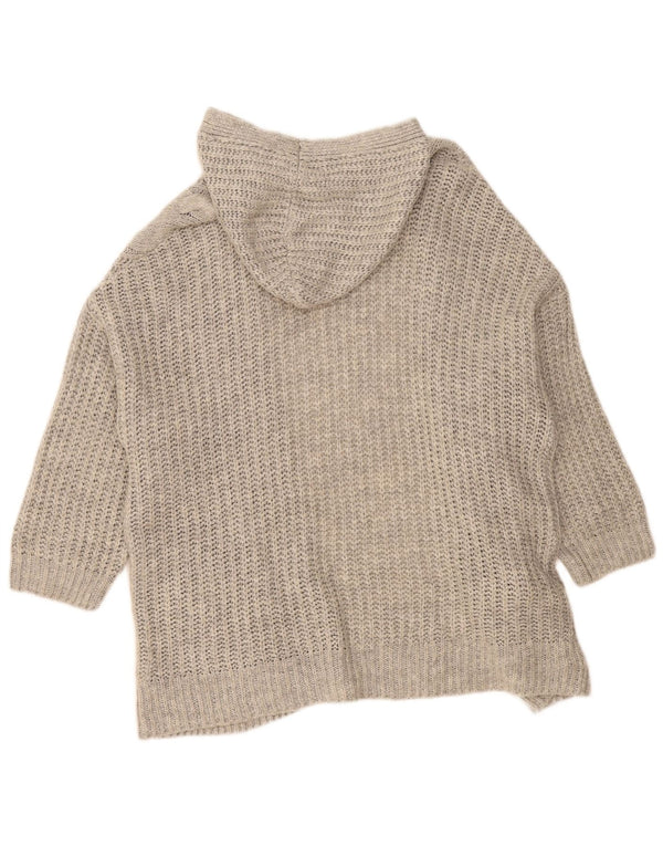 Marks & Spencer Womens Hooded Open Cardigan Sweater UK 14 Medium Grey