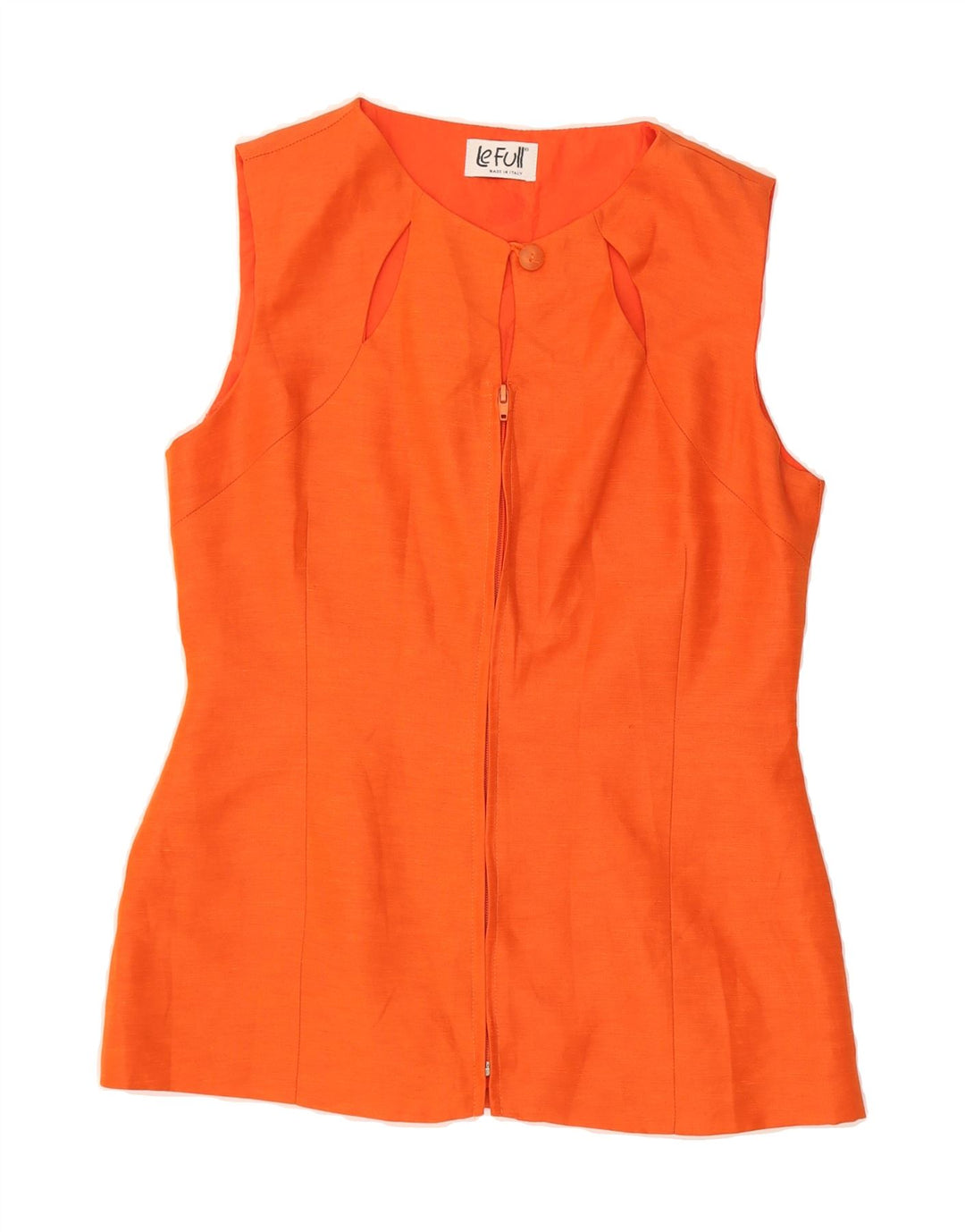 LE FULL Womens Sleeveless Blazer Jacket IT 44 Medium Orange Linen Vintage Le Full and Second-Hand Le Full from Messina Hembry 