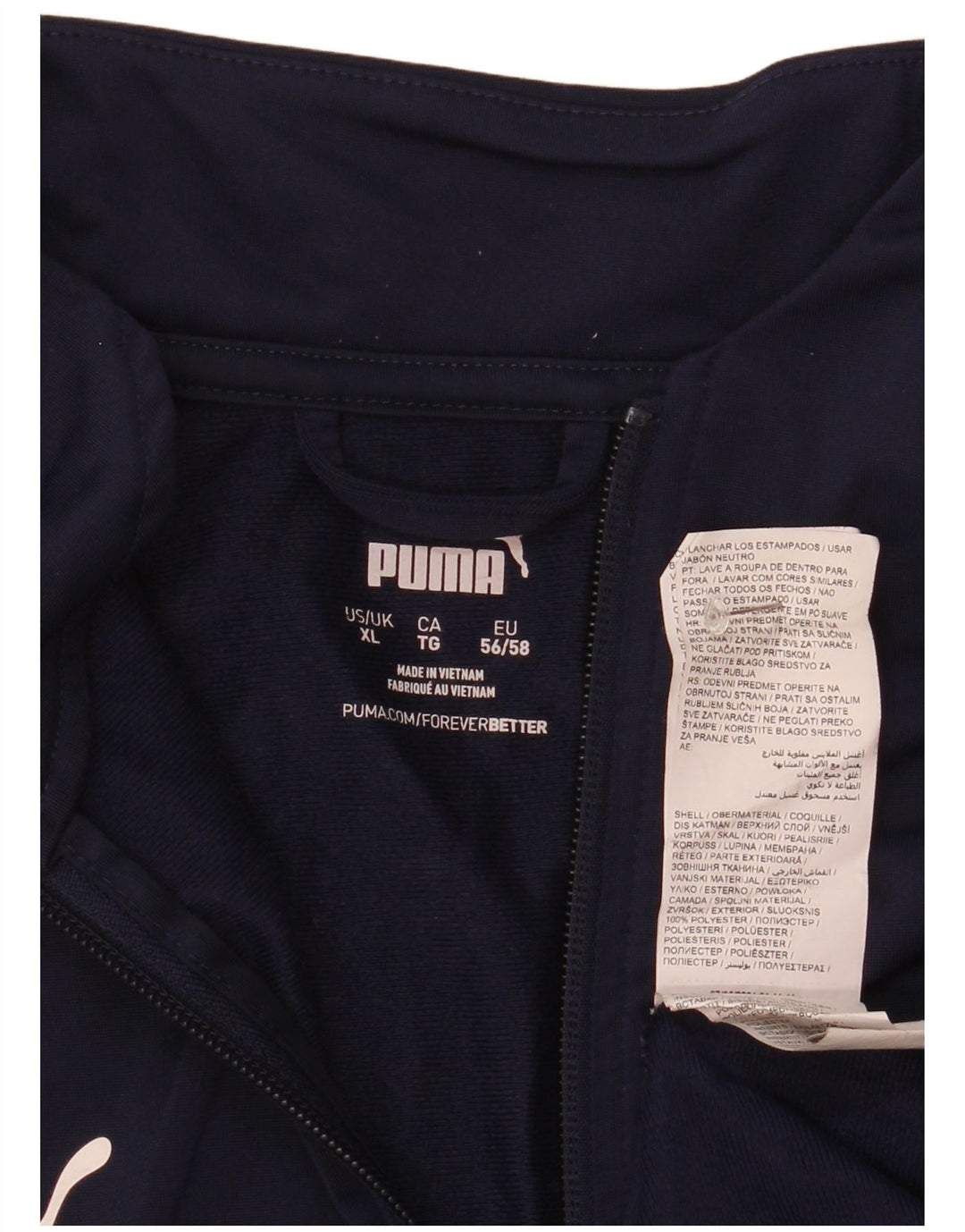 Puma Mens Zip Neck Pullover Tracksuit Top XL Navy Blue Polyester