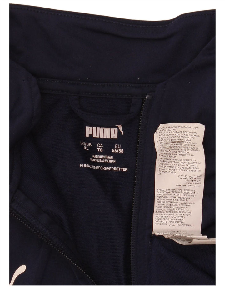 Puma Mens Zip Neck Pullover Tracksuit Top XL Navy Blue Polyester