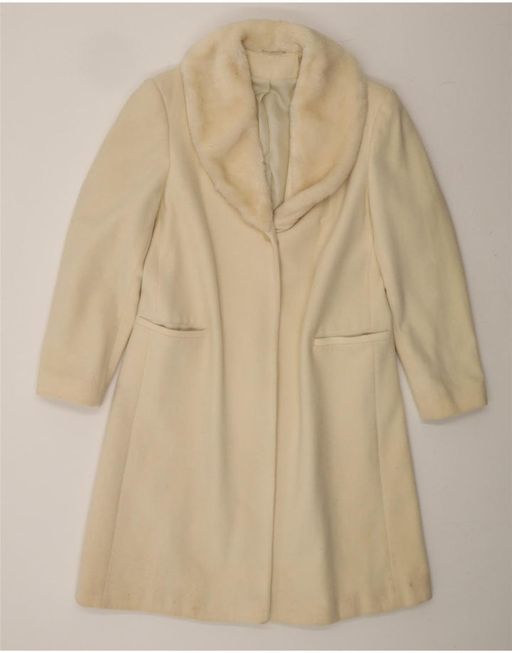 ST. BERNARD Womens Overcoat UK 14 Large Off White Wool Vintage St. Bernard and Second-Hand St. Bernard from Messina Hembry 