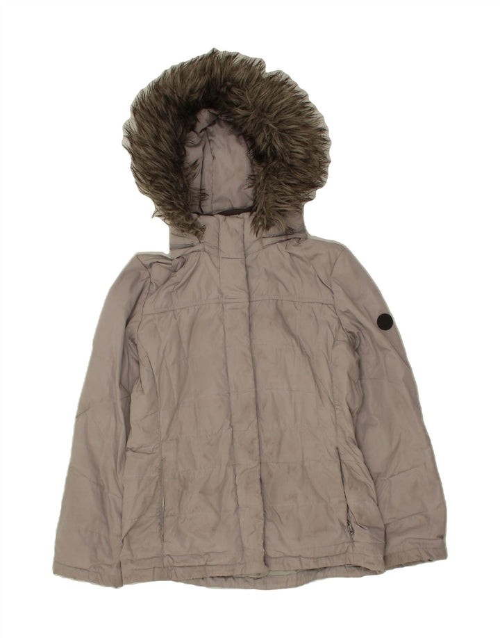 CALVIN KLEIN Womens Hooded Windbreaker Jacket UK 12 Medium Grey Polyester Vintage Calvin Klein and Second-Hand Calvin Klein from Messina Hembry 