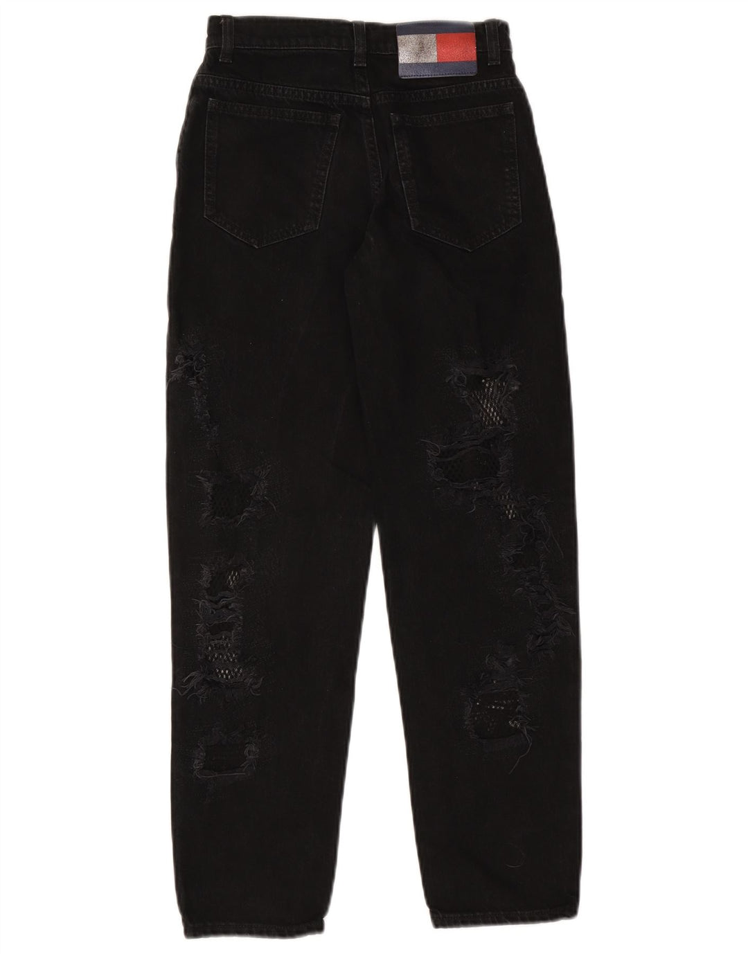 TOMMY HILFIGER Womens Distressed Tapered Jeans US 2 XS W25 L26 Black