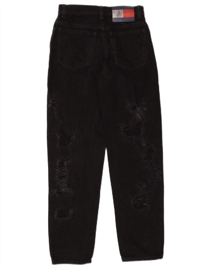 TOMMY HILFIGER Womens Distressed Tapered Jeans US 2 XS W25 L26 Black