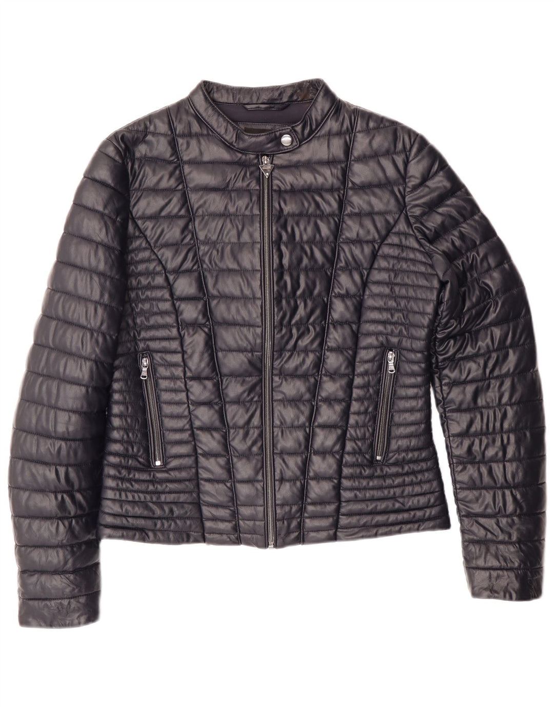 GUESS Womens Padded Jacket UK 14 Medium Navy Blue Polyurethane