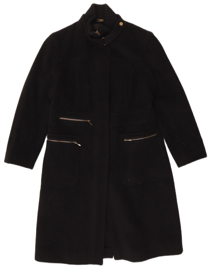 Vintage Womens Overcoat UK 14 Medium Black Virgin Wool