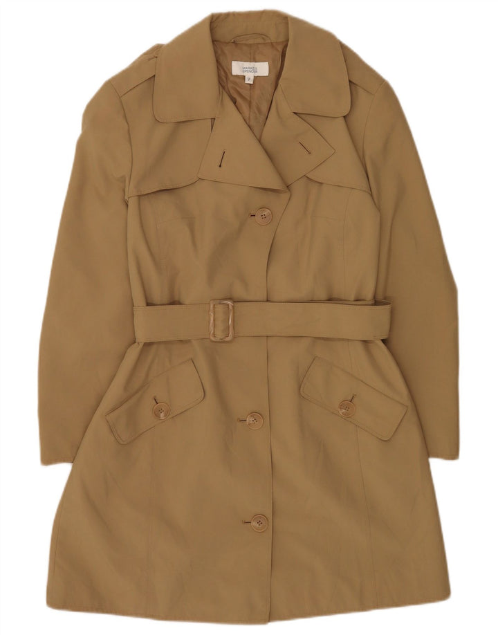 Marks & Spencer Womens Petite Trench Coat UK 12 Medium Khaki Polyester