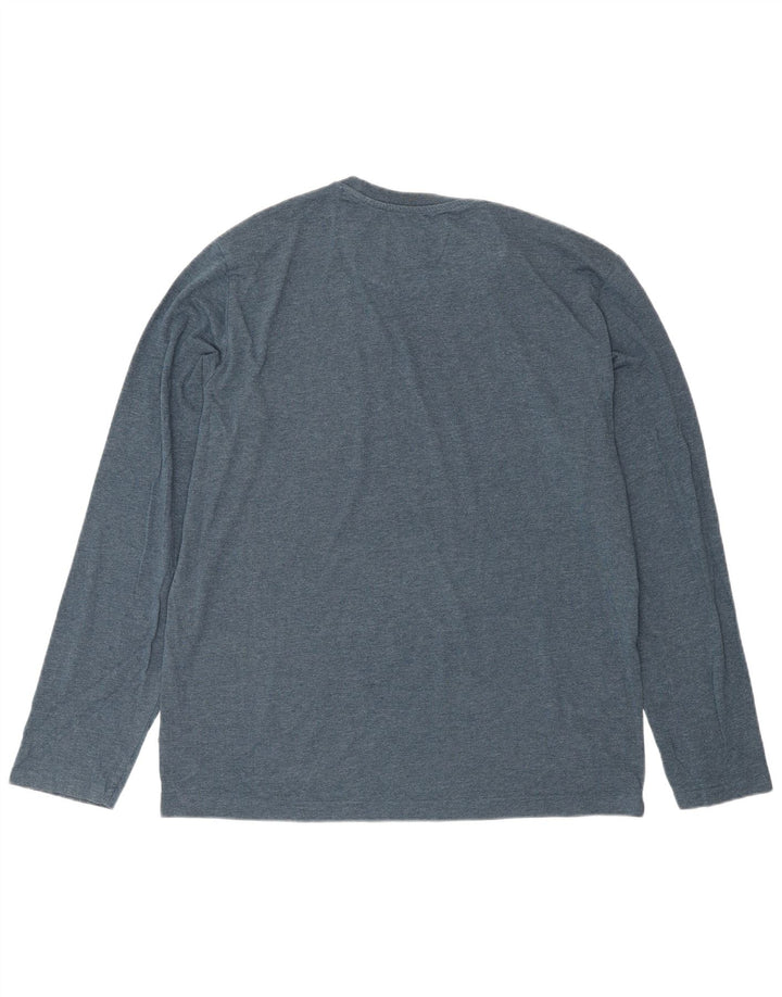 Penguin Mens Top Long Sleeve Large Blue Colourblock Cotton