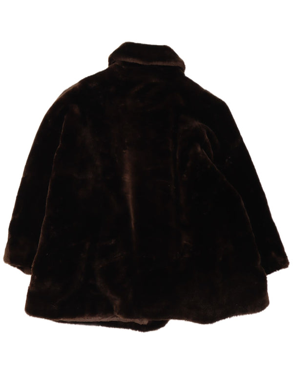 ALBA FORNARI Womens Oversized Faux Fur Overcoat EU 46 XL Brown