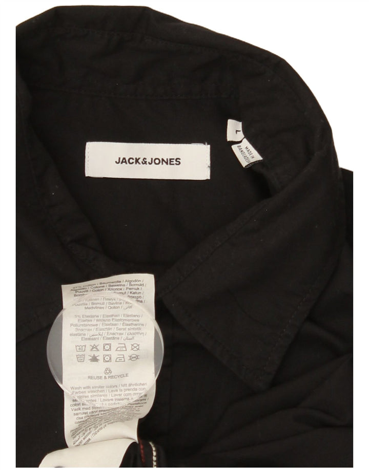 JACK & JONES Mens Shirt Large Black Cotton