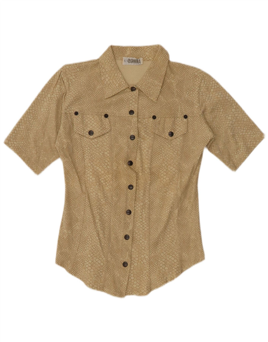 VINTAGE Womens Abstract Pattern Shirt UK 12 Medium Beige Animal Print