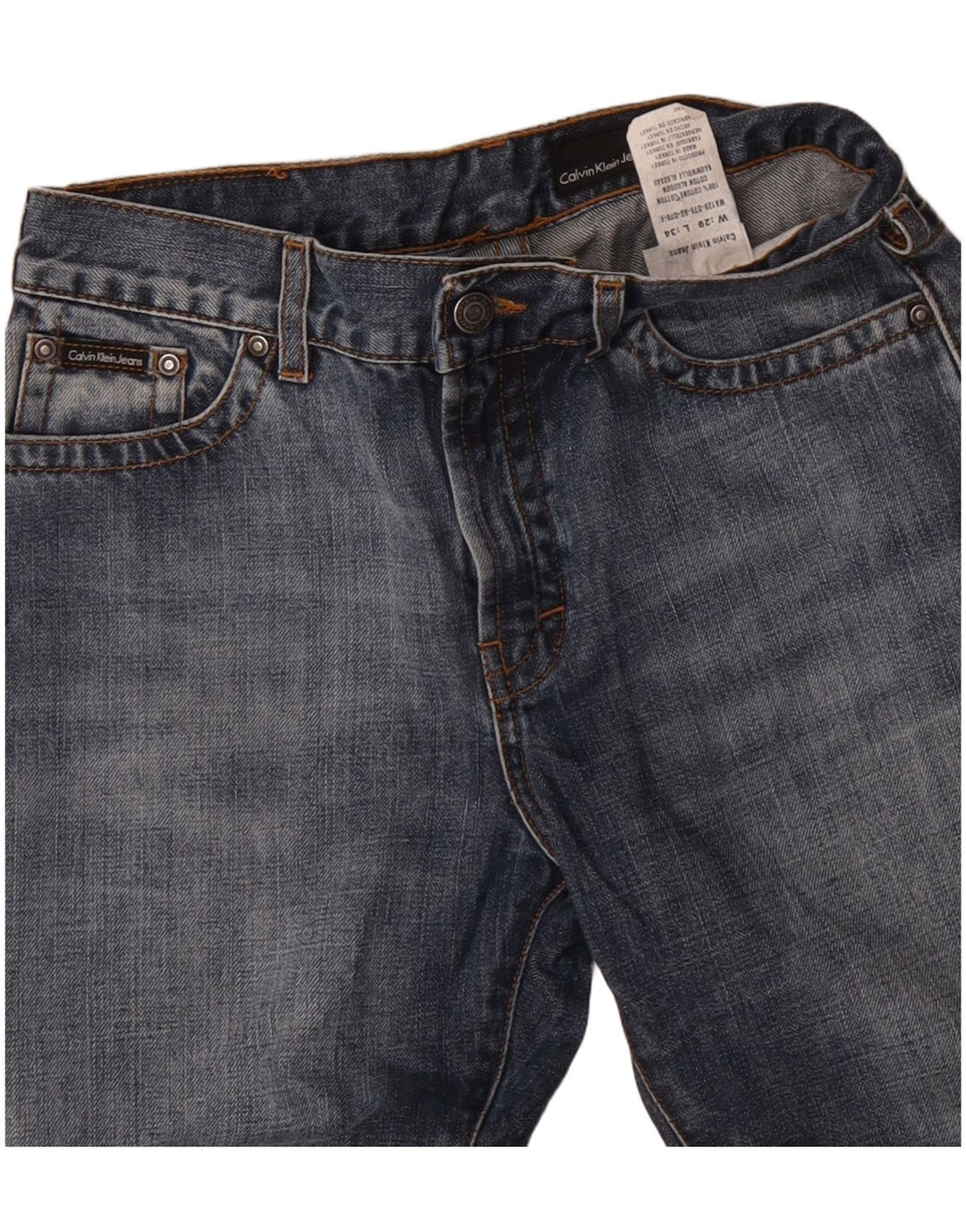 CALVIN KLEIN Mens Bootcut Jeans W29 L27 Blue Cotton