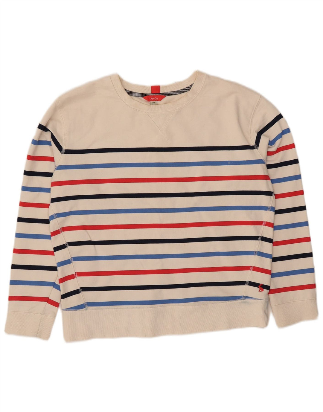 Joules Womens Oversized Sweatshirt Jumper UK 8 Small White Striped Cotton