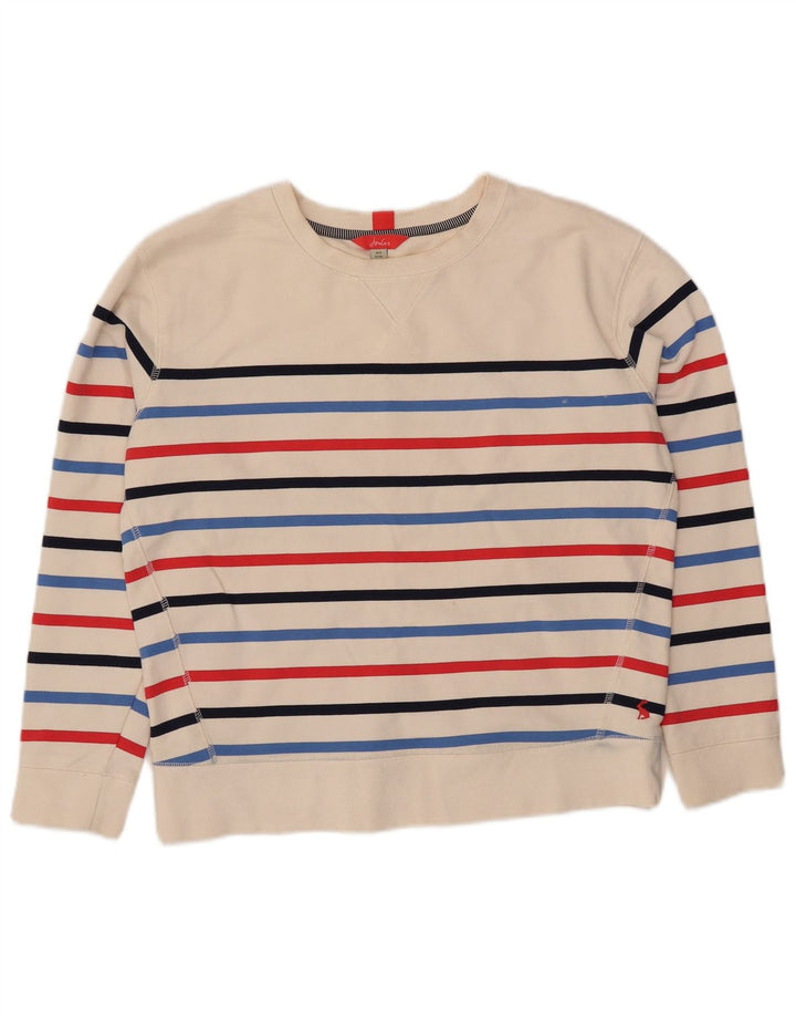 Joules Womens Oversized Sweatshirt Jumper UK 8 Small White Striped Cotton
