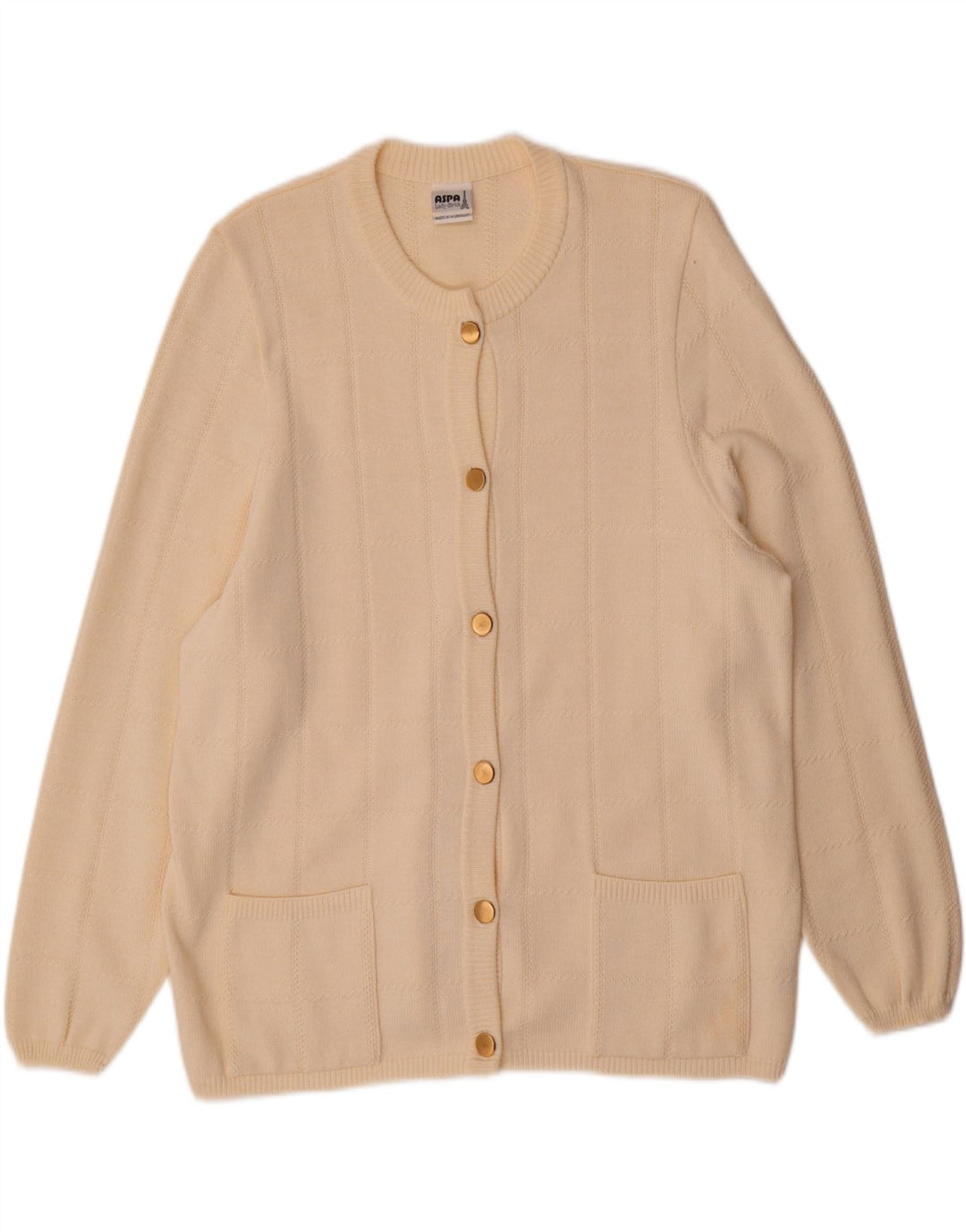 Aspa Womens Cardigan Sweater EU 48 2XL Beige Polyacrylic