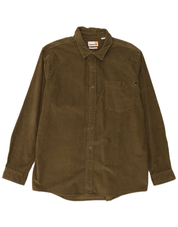 Timberland Mens Original Fit Corduroy Shirt XL Khaki Cotton