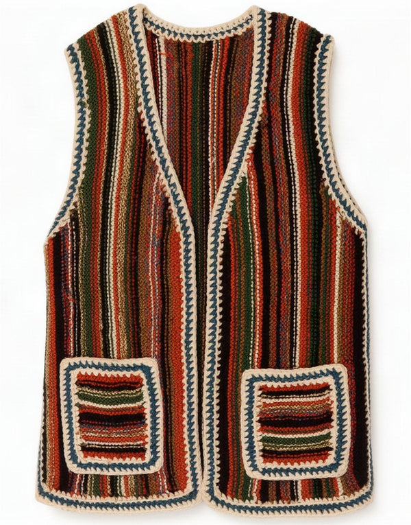 Vintage Womens Cardigan Sweater UK 12 Medium Multicoloured Striped