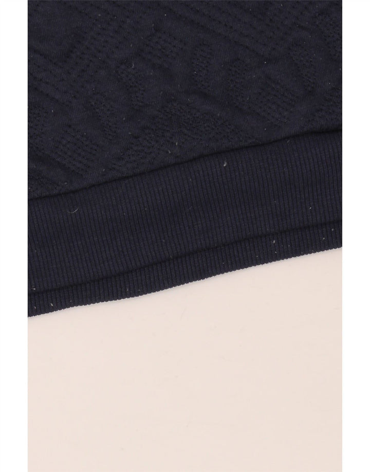 Zara Mens Sweatshirt Jumper Small Navy Blue Argyle/Diamond