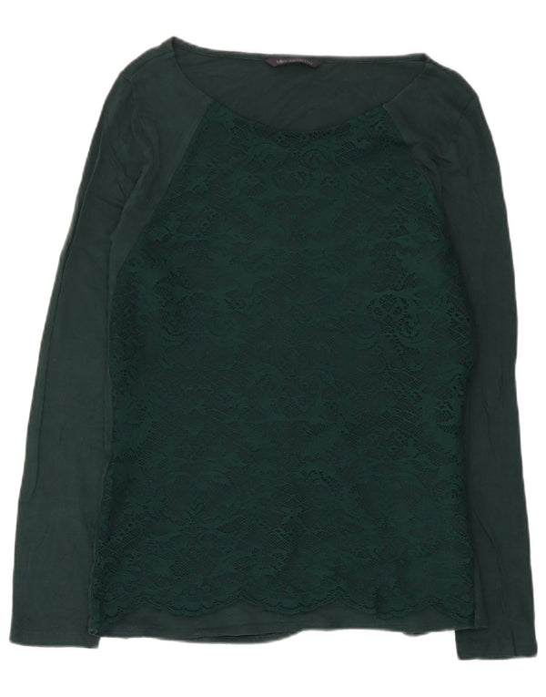 Marks & Spencer Womens Top Long Sleeve UK 12 Medium Green Paisley Viscose