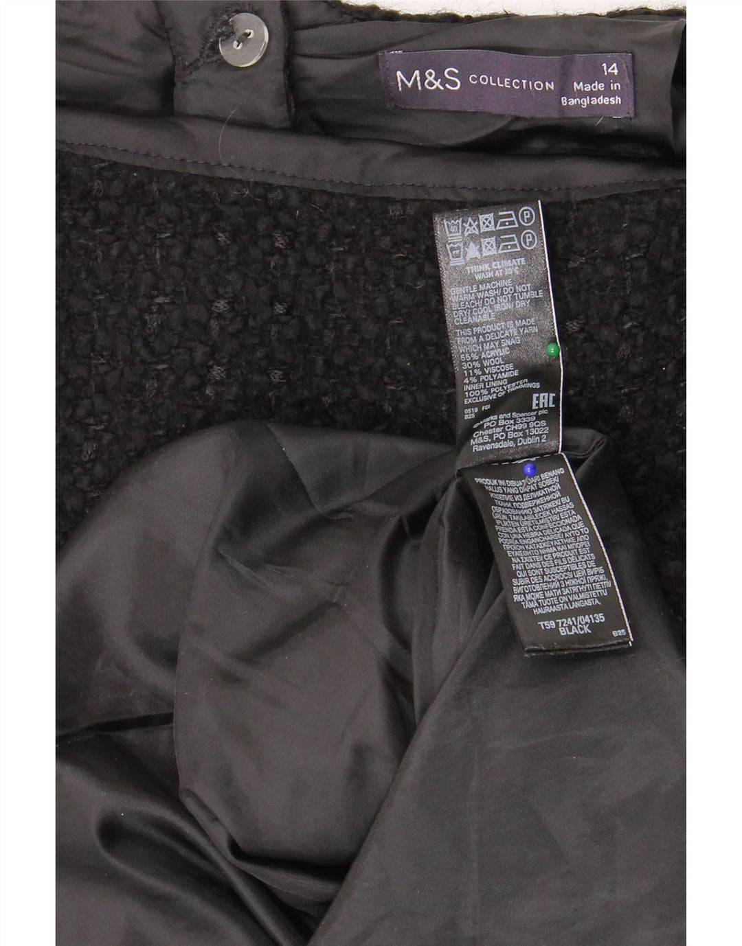 Marks & Spencer Womens Mini Skirt UK 14 Medium W32  Black Acrylic